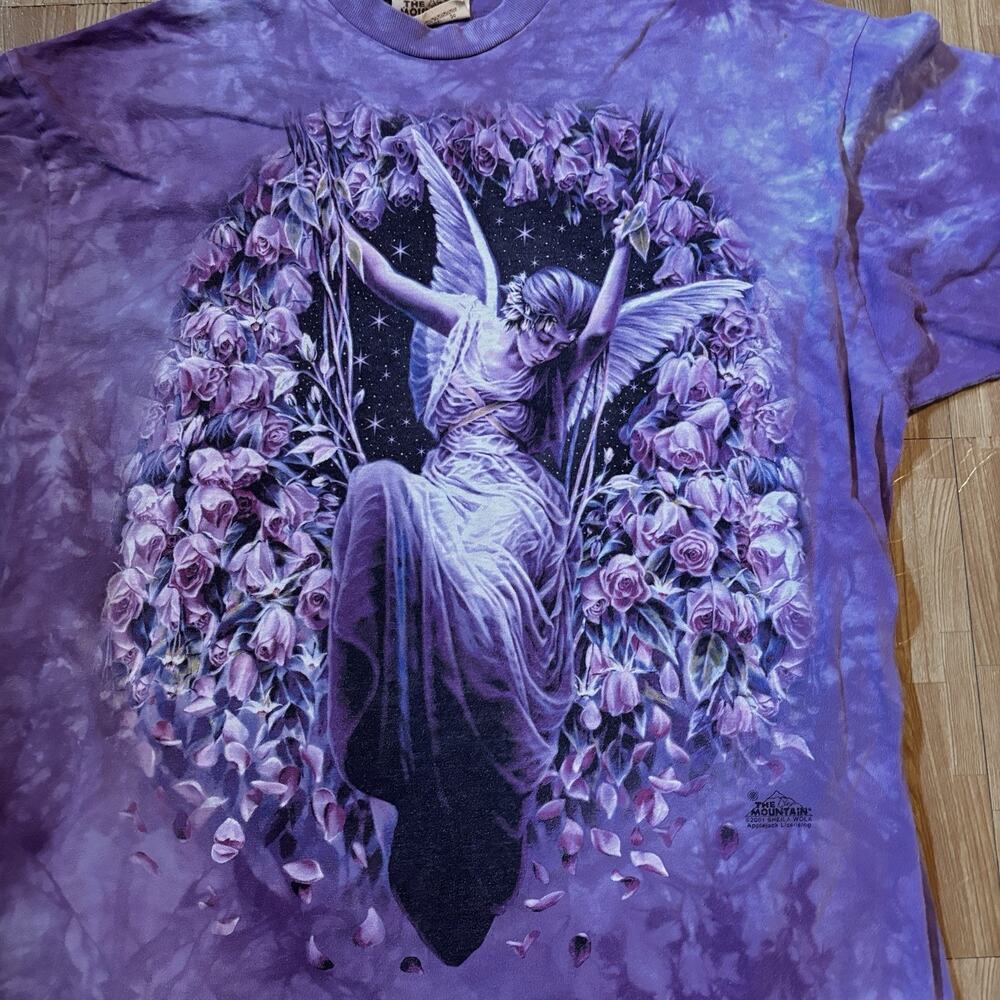 Vintage Y2K The Mountain Fairy T-Shirt Mens XL Purple Tie Dye Floral Sheila Wolk - Picture 2 of 5